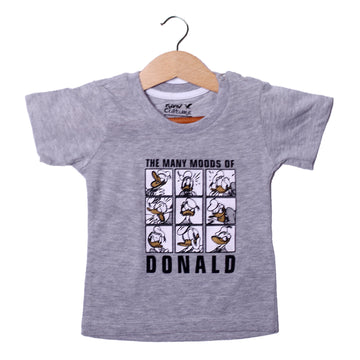 NEW GREY MANY MOODS OF DONALD PRINTED HALF SLEEVES T-SHIRT
